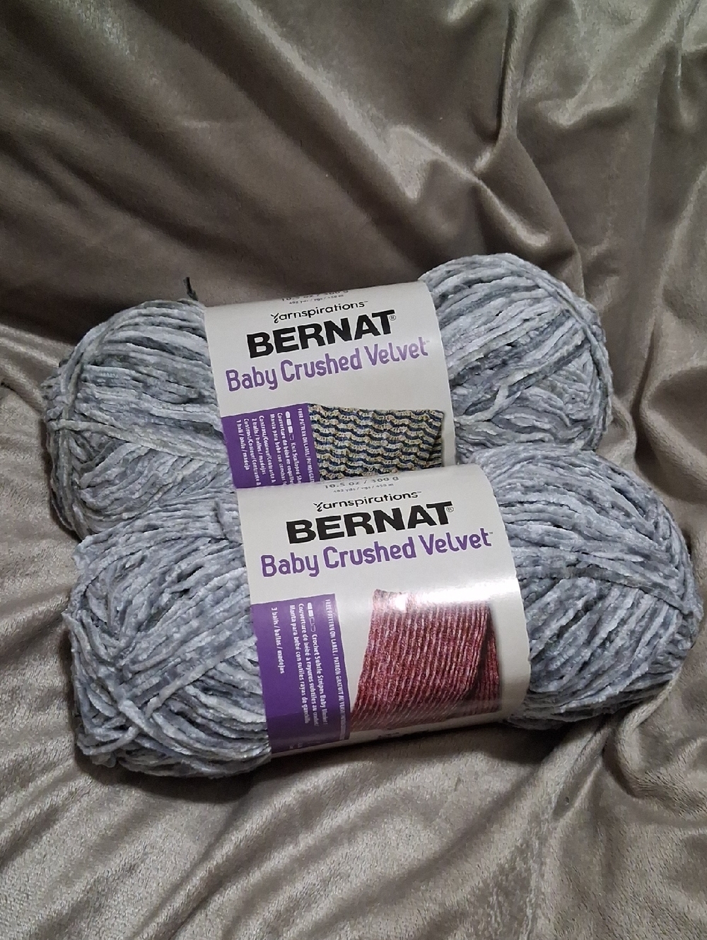 Bernat Baby Crushed Velvet Yarn - Light Gray
